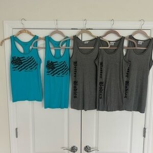 GASP 5 Piece Teal and Gray Tank Tops Collection M